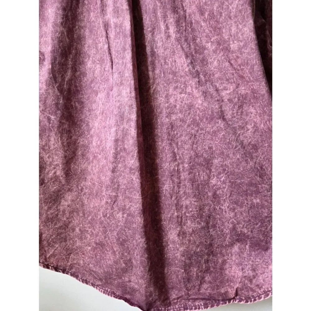 EUC LIKE NEW ZENANA ACID WASH AUBERGINE LONGSLEEVES BUTTONED SHIRT SIZE M - Picture 7 of 15